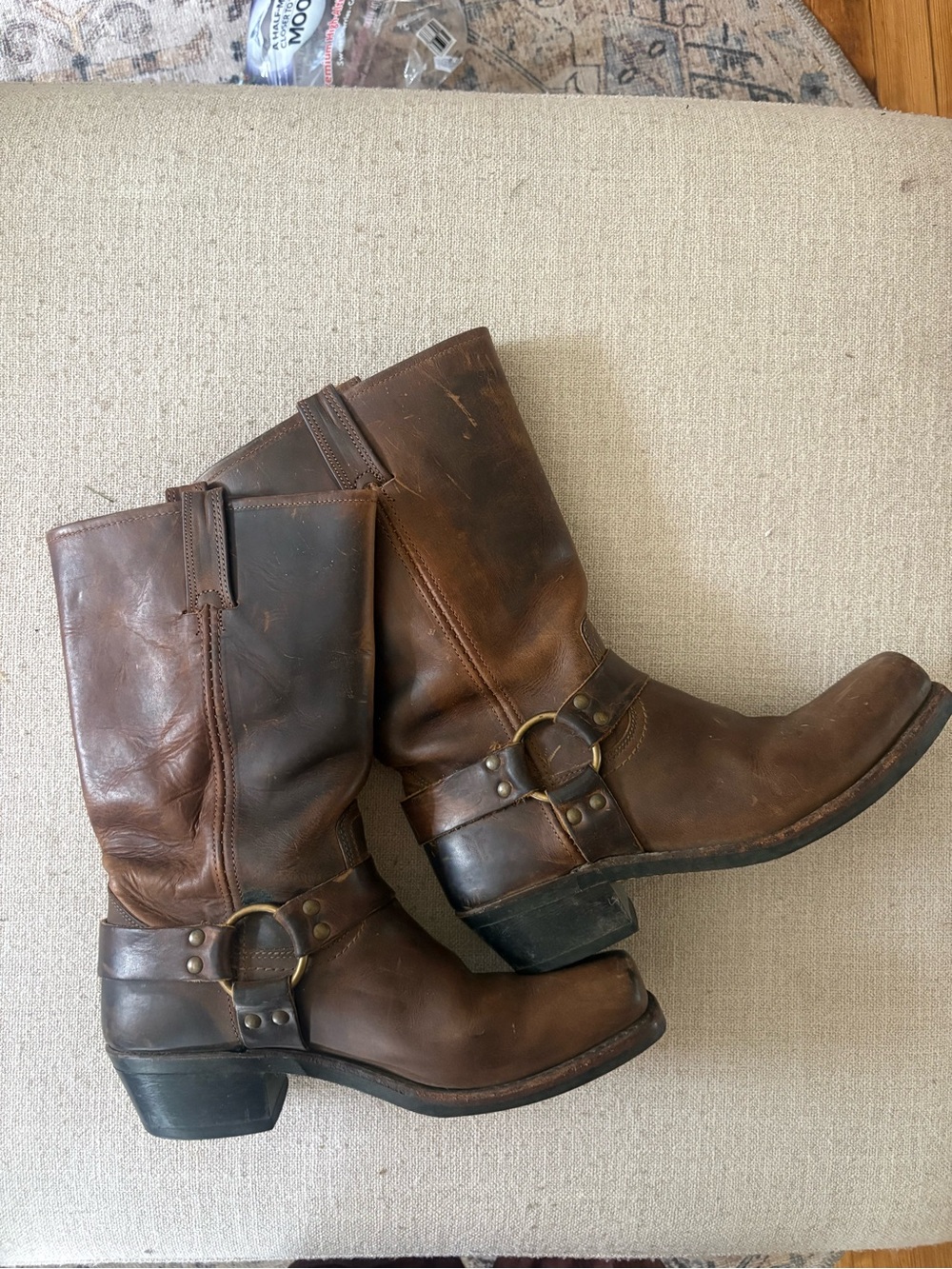Frye Women's Brown Leather Harness Lace-Up Boots